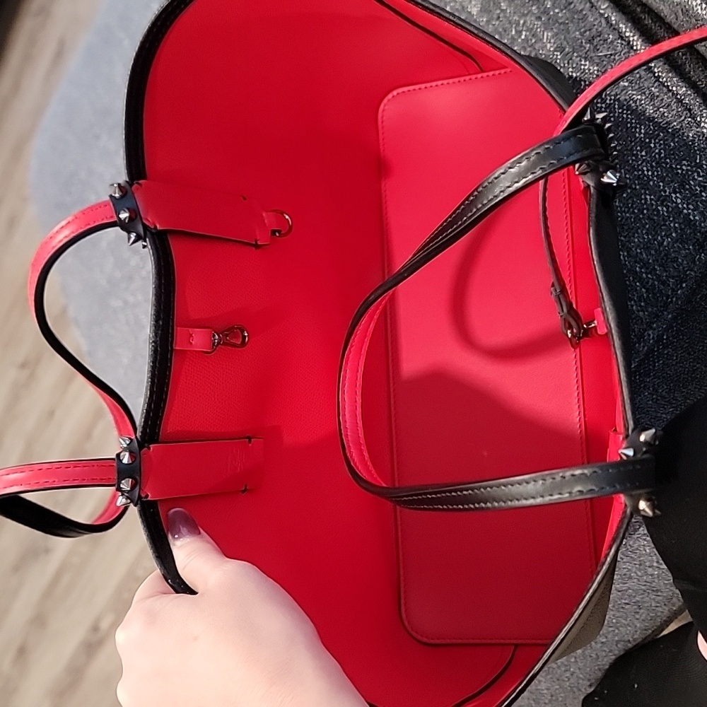 Christian LouBoutin Black and Red Tote Bag with Pouch - Picture 3 of 6